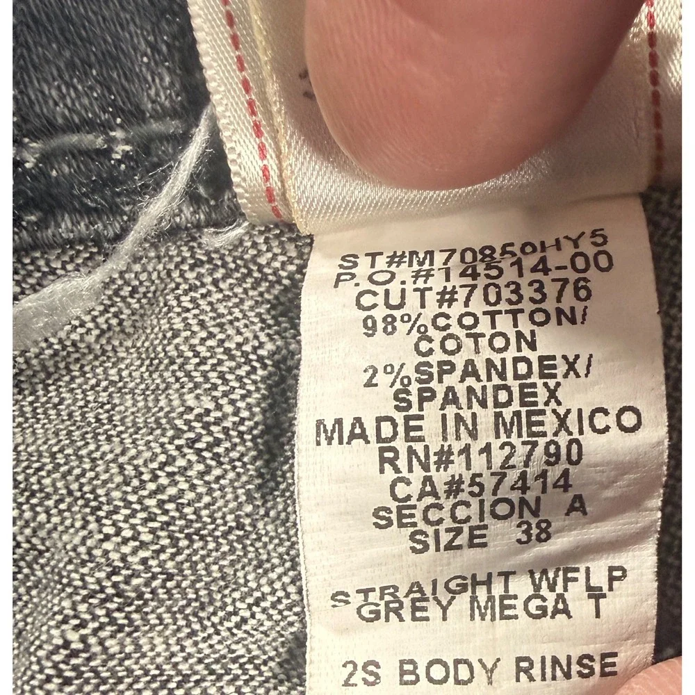 True Religion Straight WFLP Jeans Mens 38 Gray Mega T Flap Pocket Body Rinse